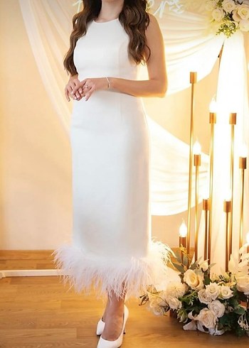 Uzun Beyaz Straplez Düğün Elbisesi nikah düğün