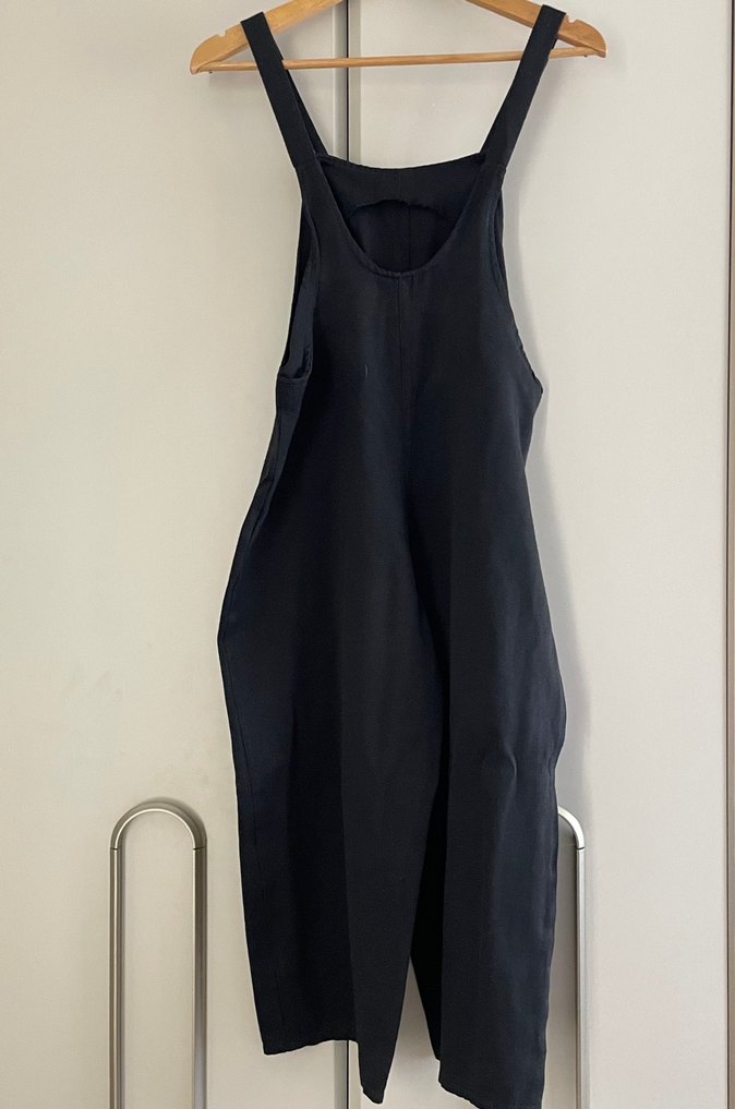 siyah keten salopet - Görsel 2