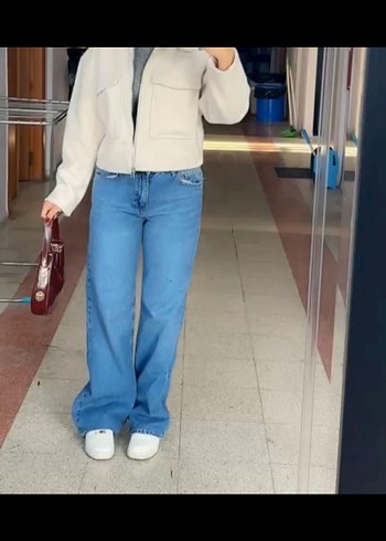 Defacto Bej Denim Midi Kadın Ceket
