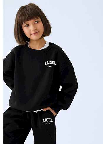 Siyah LACIEL Baskılı Kız Eşofman Takımı - Görsel 4