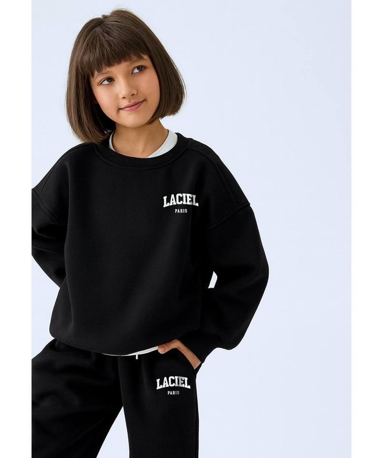 Siyah LACIEL Baskılı Kız Eşofman Takımı - Görsel 4