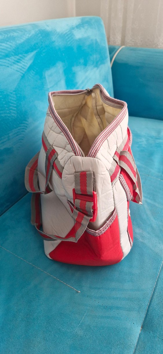 Nakışlı Kırmızı Bebek Çantası ve ana kucağı - Görsel 2