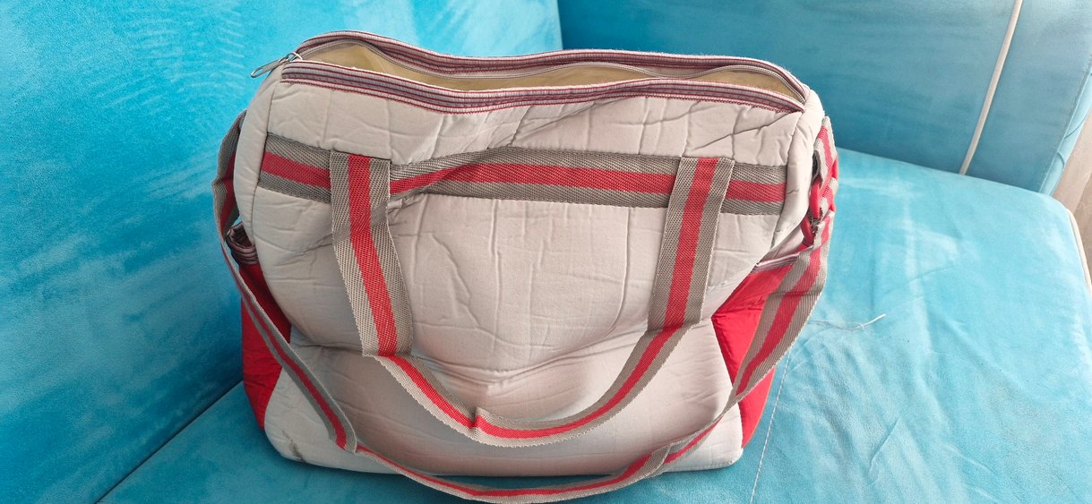 Nakışlı Kırmızı Bebek Çantası ve ana kucağı - Görsel 3