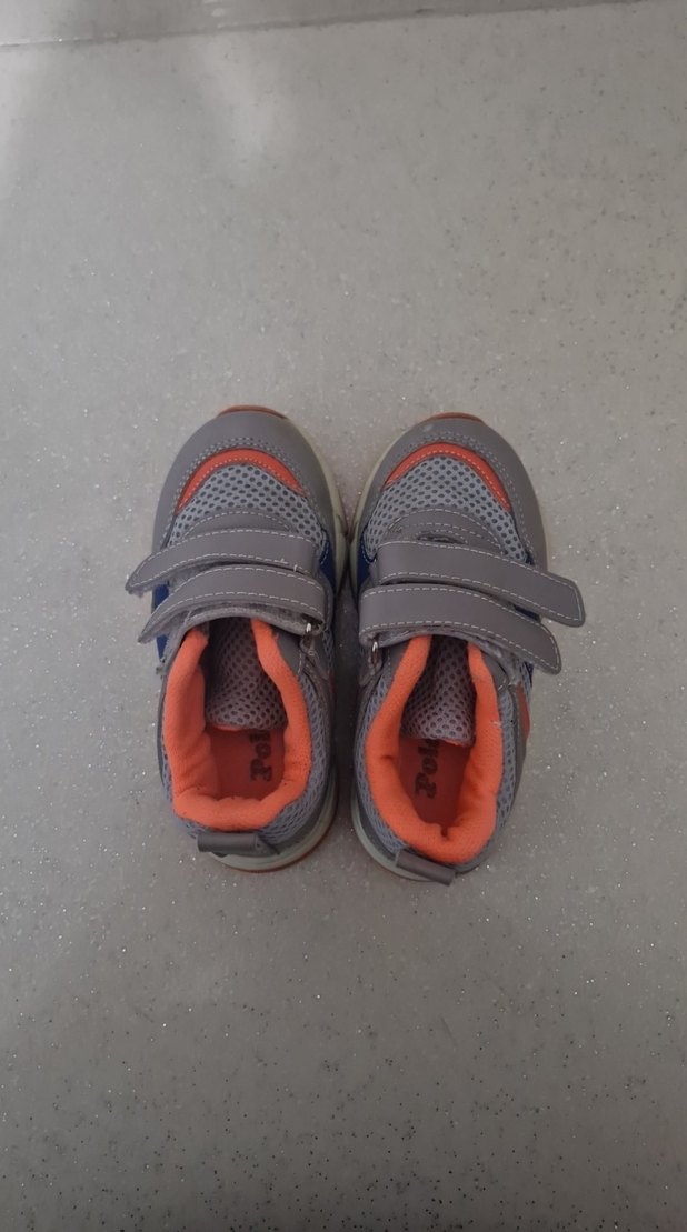 Gri Erkek Çocuk Spor Ayakkabı Velcro Bağcıklı - Görsel 2