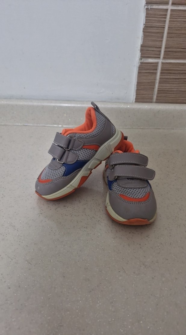 Gri Erkek Çocuk Spor Ayakkabı Velcro Bağcıklı - Görsel 4