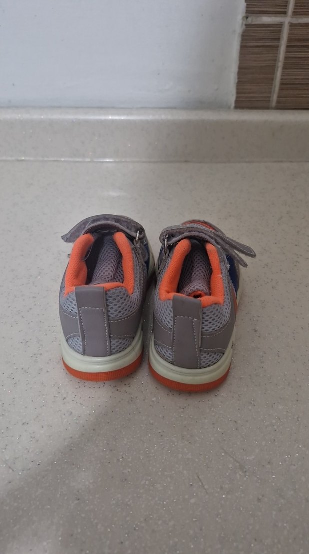 Gri Erkek Çocuk Spor Ayakkabı Velcro Bağcıklı - Görsel 3