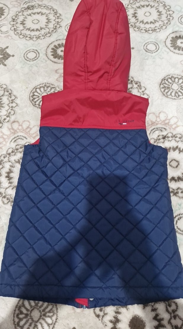 Kapitone  desenli Kırmızı-Lacivert erkek çocuk Yelek Kapüşonlu - Görsel 5