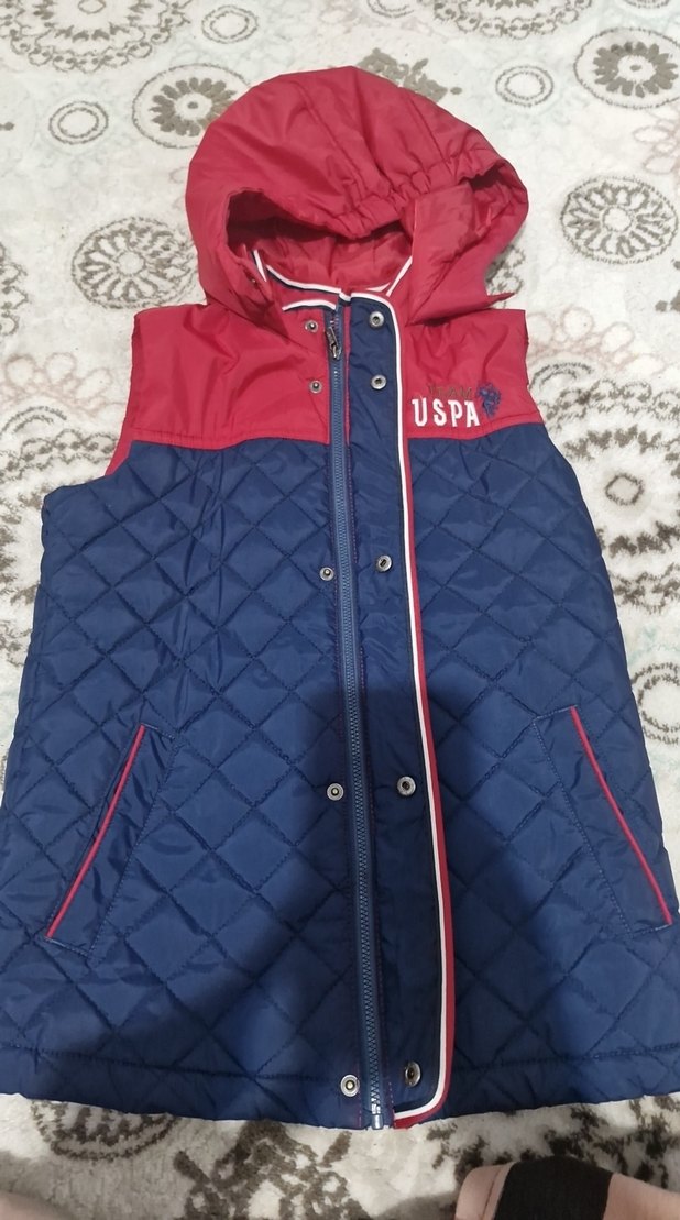 Kapitone  desenli Kırmızı-Lacivert erkek çocuk Yelek Kapüşonlu - Görsel 4