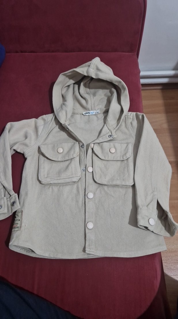 Kapüşonlu Bej Erkek Çocuk Ceket - Görsel 2