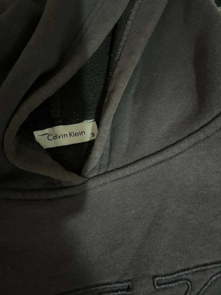 Gri Kapüşonlu ck Kadın Sweatshirt - Görsel 3