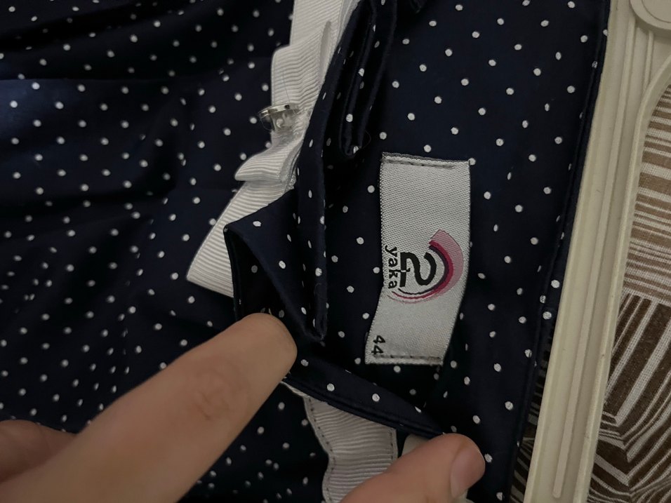 Lacivert Puantiyeli Uzun Pilili Kadın Etek - Görsel 5