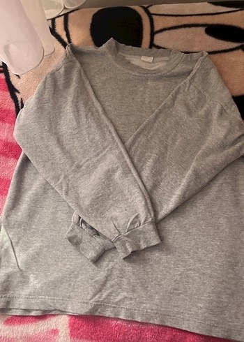 Gri Uzun Kollu Salaş Sweatshirt - Görsel 3