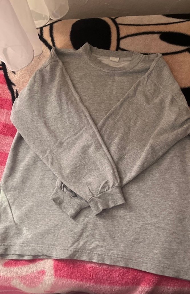 Gri Uzun Kollu Salaş Sweatshirt - Görsel 3