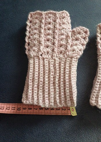 Pembe Örgü Bohem Parmaksız Eldiven - Görsel 4