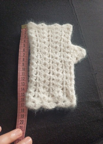 Moher yün beyaz parmaksız eldiven - Görsel 5