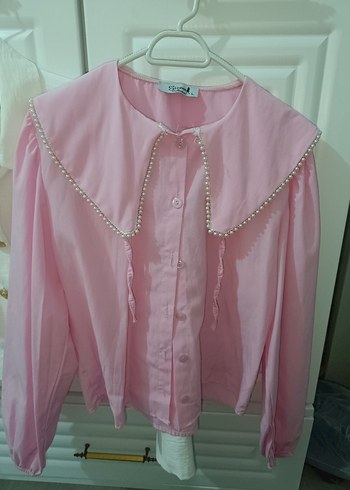 Diğer Düğmeli Pembe Pamuklu Kadın Gömlek