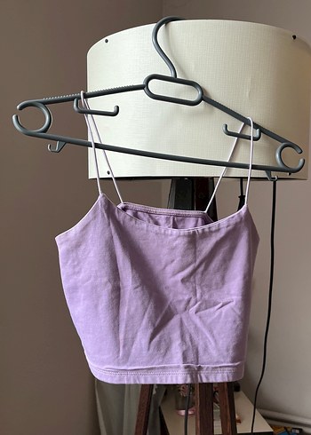 Mor İnce Askılı Crop Top