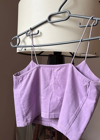 Diğer Mor İnce Askılı Crop Top