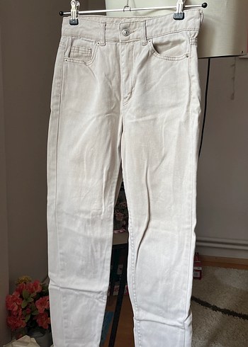 Kadın krem Regular Fit Kot Pantolon