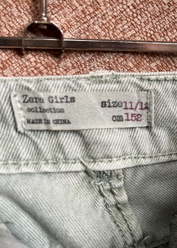 11-12 Yaş Beden gri Renk Nakışlı Gri Mini Denim Şort