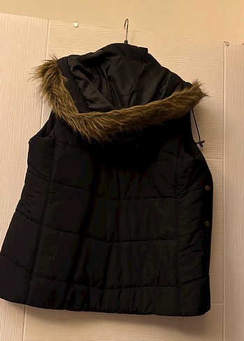 Kürk Detaylı Siyah Kadın Yelek - Görsel 4