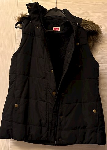 Kürk Detaylı Siyah Kadın Yelek - Görsel 2