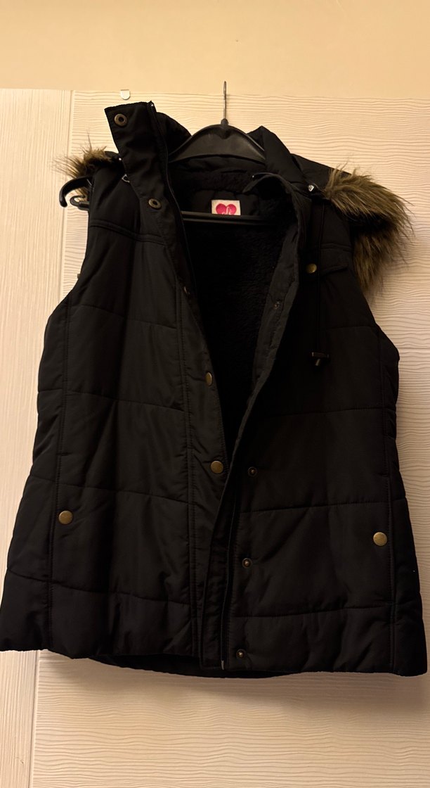 Kürk Detaylı Siyah Kadın Yelek - Görsel 2