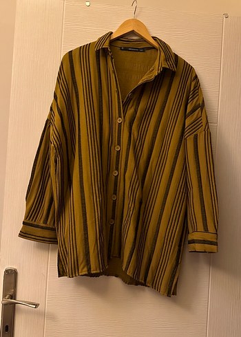 Düğmeli Bol Kesim Keten Kadın Gömlek - Görsel 3