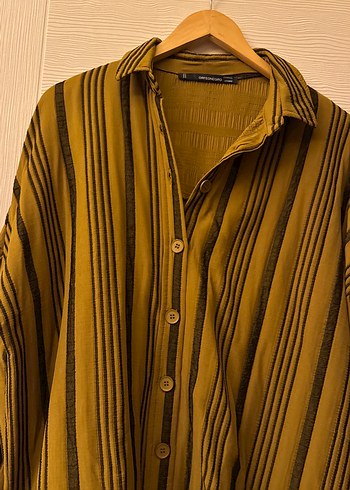 Düğmeli Bol Kesim Keten Kadın Gömlek - Görsel 2