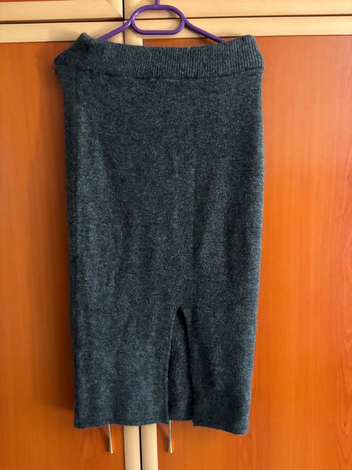 Gri Triko Midi Hamile Eteği - Görsel 2