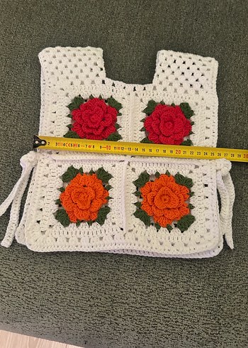 Nakışlı Renkli Örgü Kız Yelek - Görsel 4