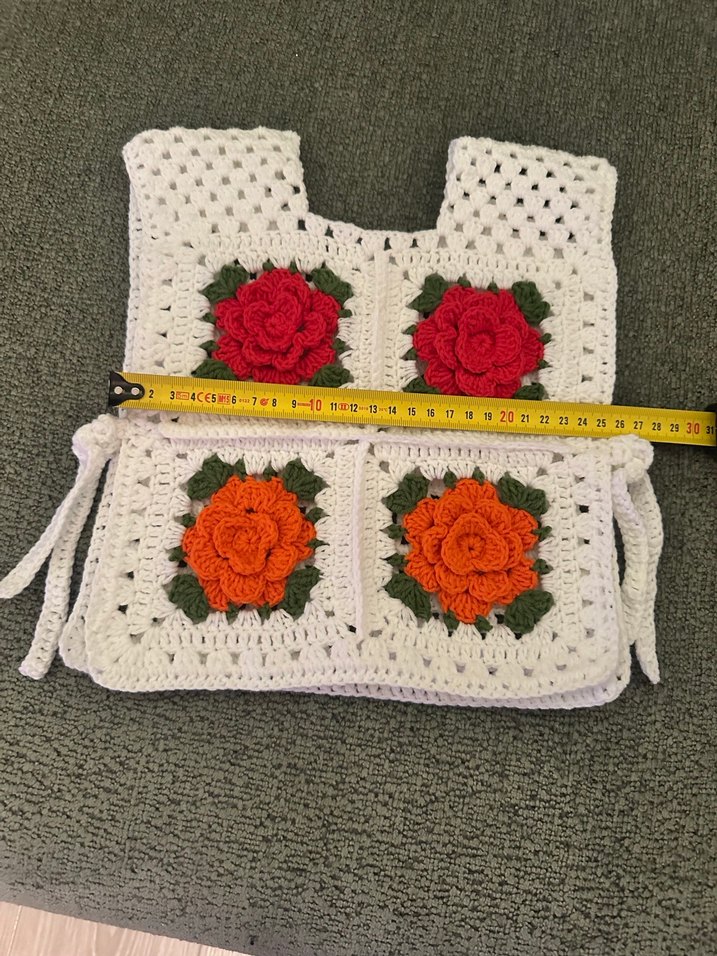 Nakışlı Renkli Örgü Kız Yelek - Görsel 4