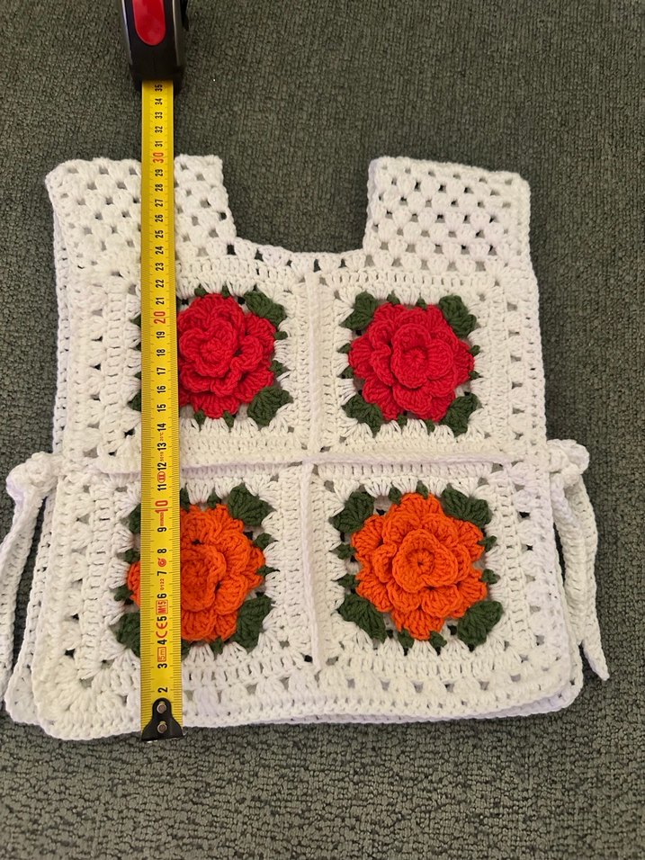 Nakışlı Renkli Örgü Kız Yelek - Görsel 5