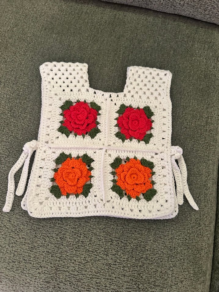 Nakışlı Renkli Örgü Kız Yelek - Görsel 2