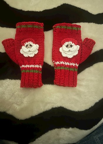 PARMAKSIZ Kırmızı Örgü Kadın Eldivenleri - Görsel 4