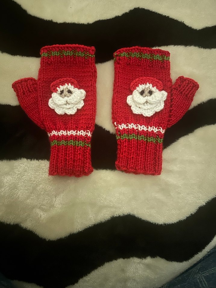 PARMAKSIZ Kırmızı Örgü Kadın Eldivenleri - Görsel 3