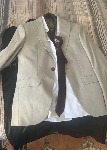 Bej Düğmeli Slimfit Spor Erkek Takım Elbise