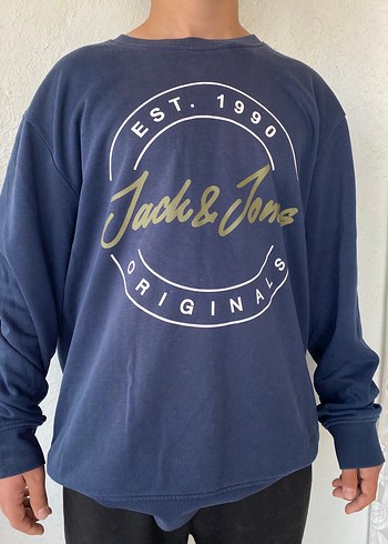 Diğer Erkek Mavi Baskılı Fermuarlı Sweatshirt