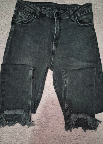 Gri Yırtık Detaylı Kadın Denim Jean - Görsel 3