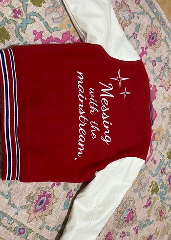 Kızlar İçin Kırmızı Street Wear Ceket - Görsel 4