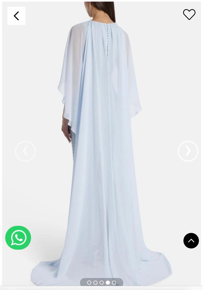 Kristal Taşlı Pelerin Detaylı Bebe Mavisi Maksi Elbise - Görsel 2