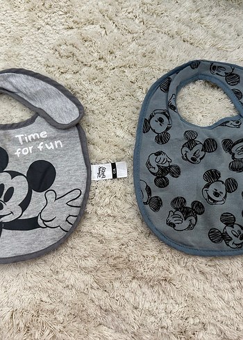 Gri Desenli Bebek Önlüğü Mickey Mouse - Görsel 3