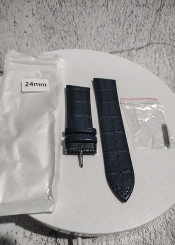 24mm Deri Kadın&Erkek Unisex Lacivert Kol Saati Kordonu - Görsel 5