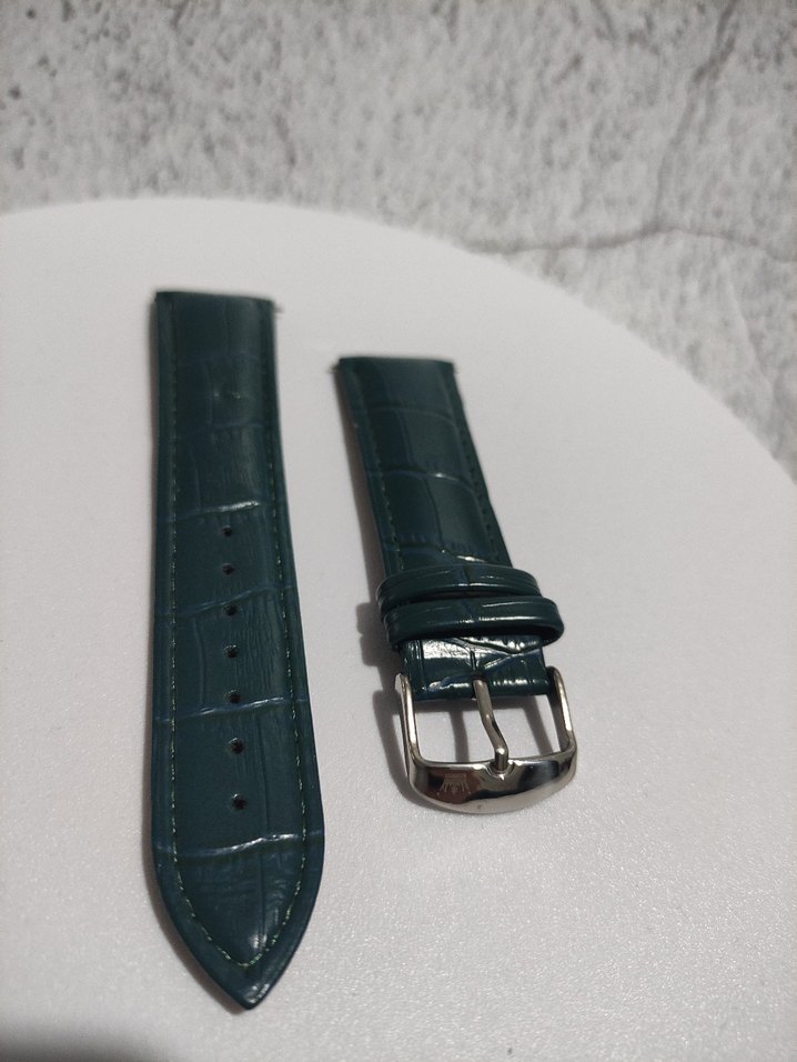 22mm Deri Kadın&Erkek Unisex Yeşil Kol Saati Kordonu - Görsel 3