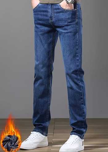 Erkekler İçin Kışlık Termal Kalın Kot Pantolon - Görsel 6