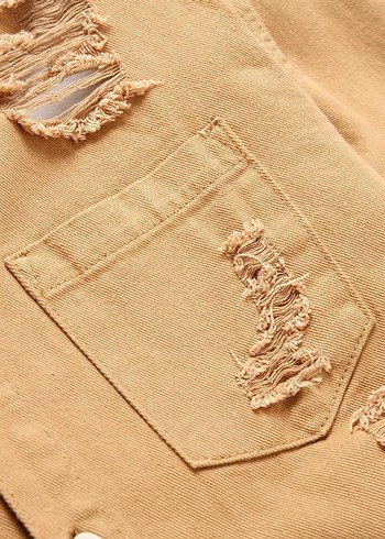 Erkek Yırtık Detaylı Uzun Kollu Kot Gömlek (Yurtdışı Ürün) - Görsel 4