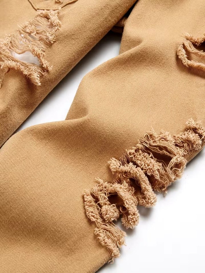 Erkek Yırtık Detaylı Uzun Kollu Kot Gömlek (Yurtdışı Ürün) - Görsel 5