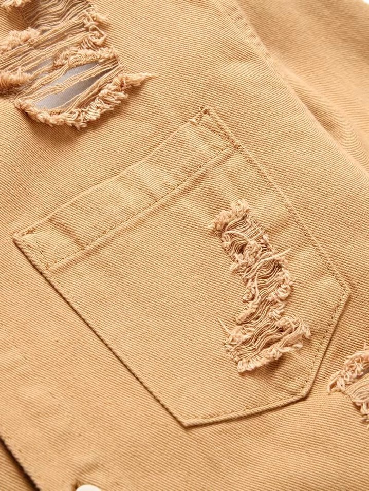 Erkek Yırtık Detaylı Uzun Kollu Kot Gömlek (Yurtdışı Ürün) - Görsel 4