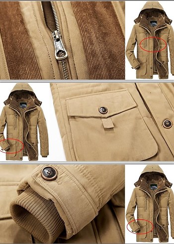 Erkek Kapüşonlu Günlük Rüzgarlık Mont Polar Askeri Parka - Görsel 6