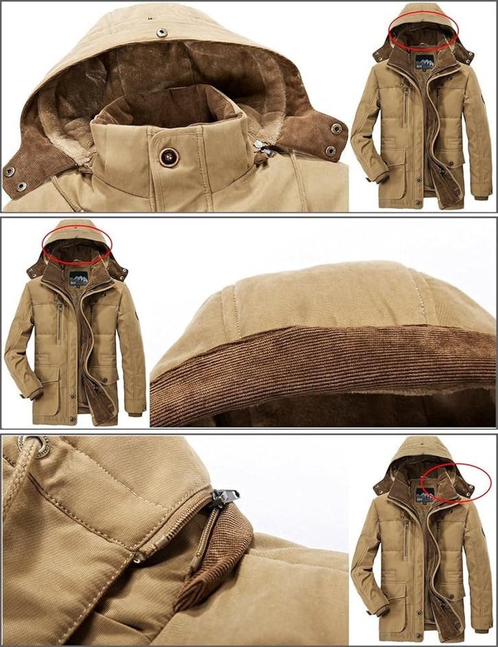 Erkek Kapüşonlu Günlük Rüzgarlık Mont Polar Askeri Parka - Görsel 5